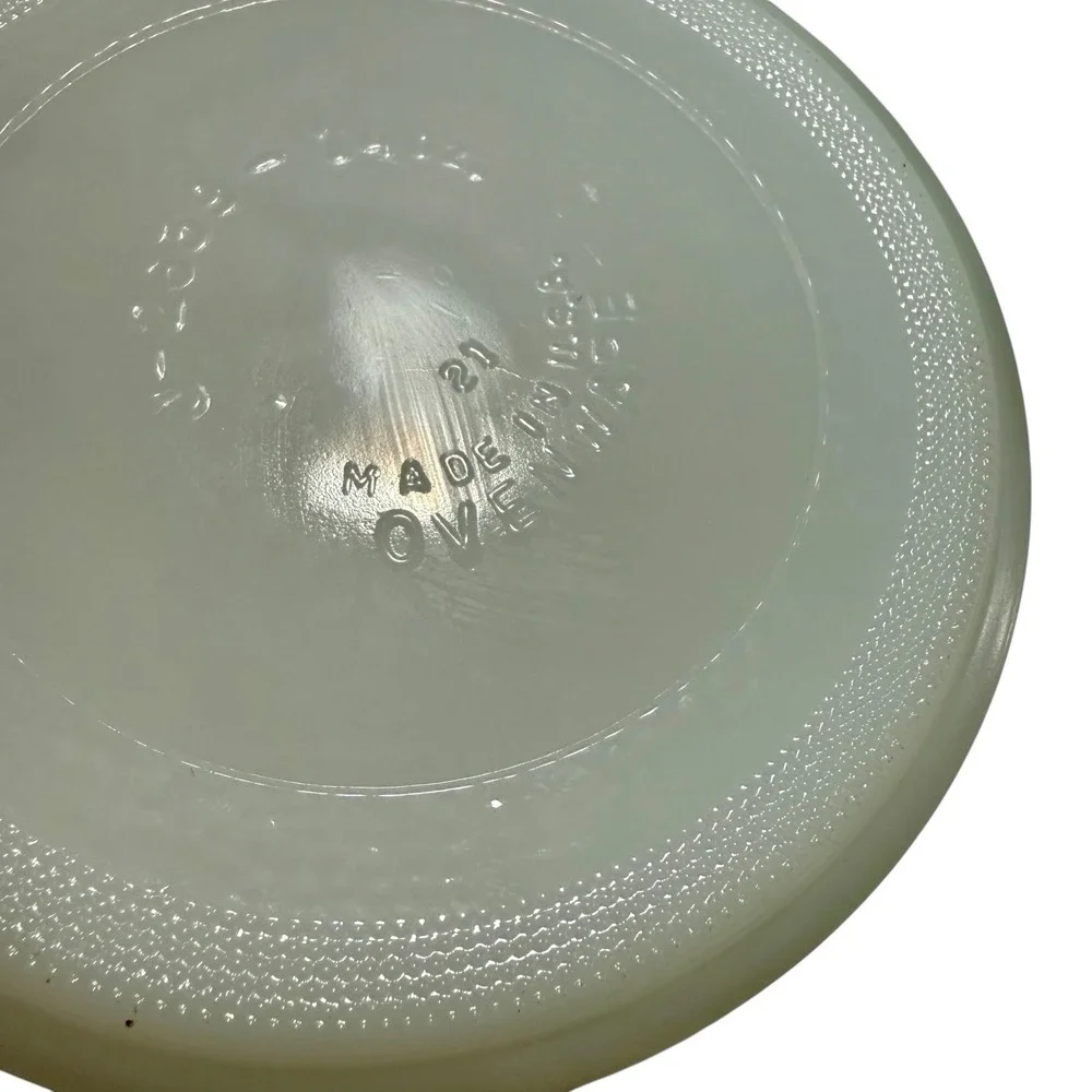 3 Jeannette Glasbake 14oz. Blueberry Pattern J-2639 Soup Bowl Handle Milk Glass
